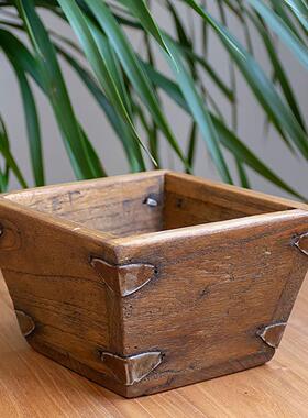 老式实木招财进宝日进斗金仿古米斗创意摆件客厅摆件艺术礼品开张