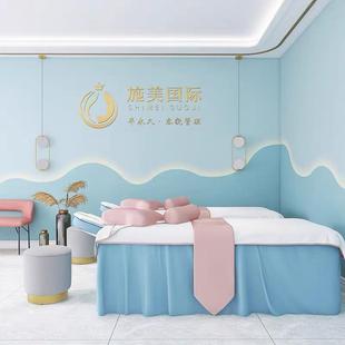 轻奢北欧风背景墙纸美甲店皮肤管理养生会所美容院前台logo墙壁纸