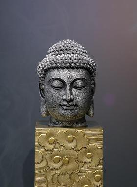 复古禅意大号佛头佛首佛像佛系装饰品玄关走廊客厅酒柜文艺摆件