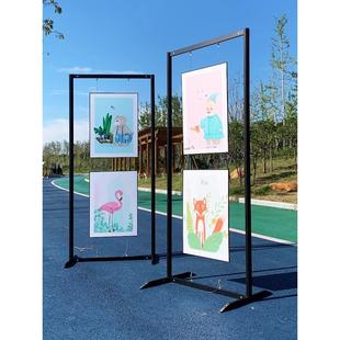 八棱柱书画展板户外书法挂画屏风展架摄影画展展示架作品幼儿园