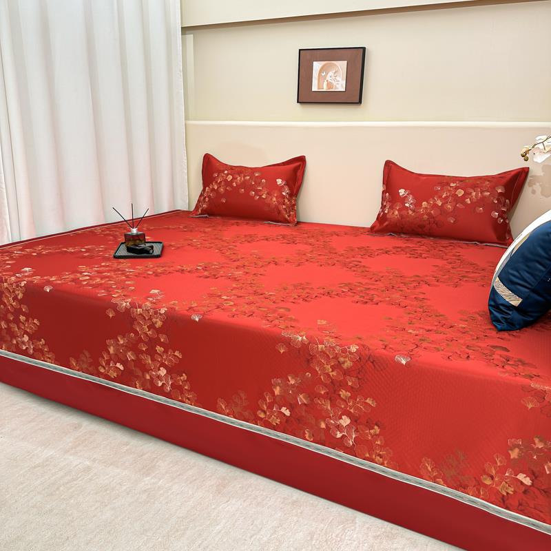 高端红色高精度大炕套大炕单人间婚礼防滑定制婚礼农村土炕专用床