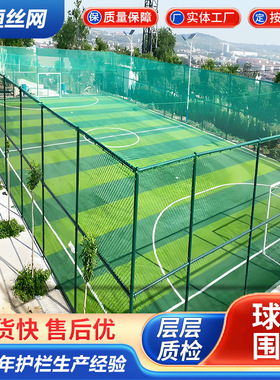 篮球足球体育场跑道勾花网护栏学校组装绿色包塑镀锌勾花球场围网