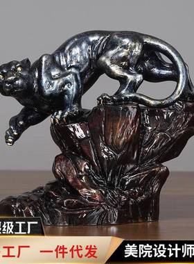 铜天下铜豹子摆件金钱豹猎豹工艺品办公室装饰品铜器虎豹礼品