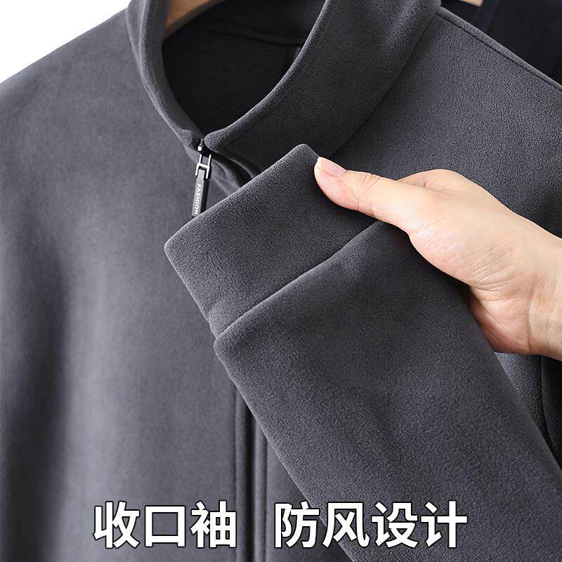 秋士中老奥粒绒26年男摇粒奥绒卫衣开衫爸爸加绒加厚外套粒绒冬夹