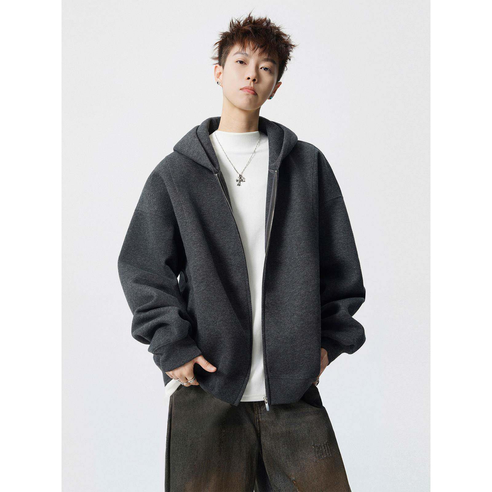 美式重磅加外厚连帽卫衣O-W11020套男秋冬牌潮宽松高级感纯色休闲