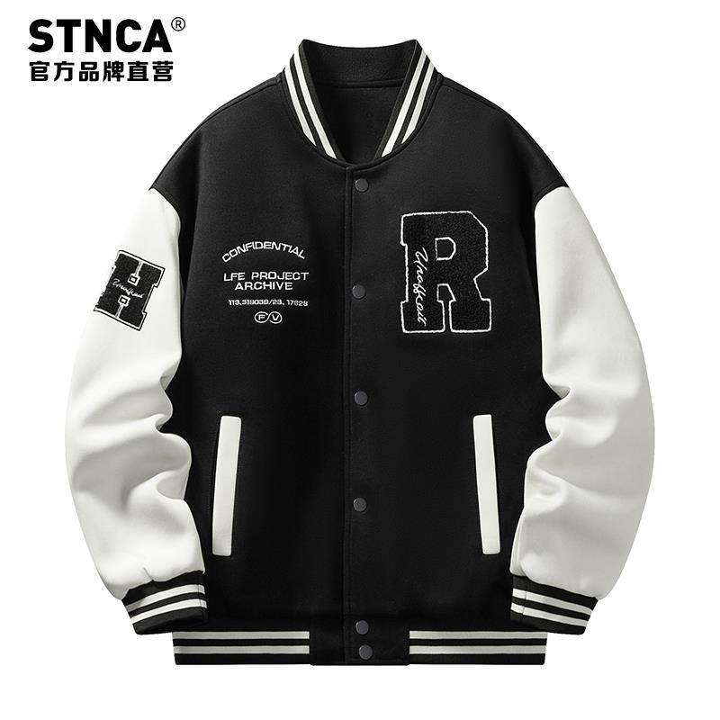 STNCA棒球服男款外套美式夹棉加厚棉衣休闲春秋冬季街头情侣夹克