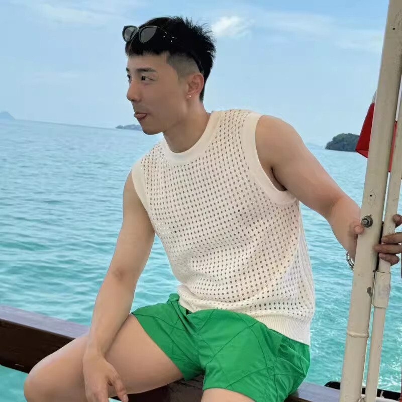 镂空网眼坎肩背心男款夏季速干凉感透气无袖T恤运动健身训练汗衫