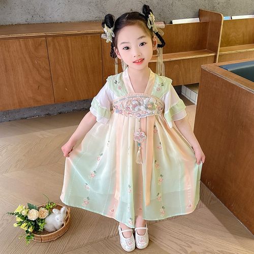 现货汉服夏季童连衣裙2024新款儿童中国风表演服装裙子宝宝公主裙