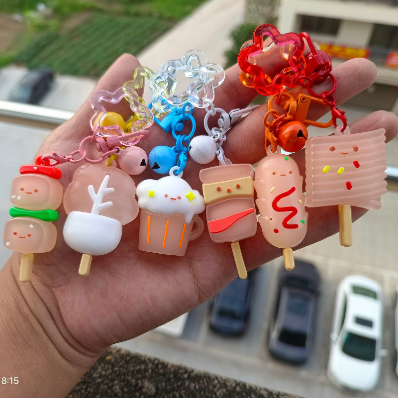 仿真食物变色烧烤挂件创意钥匙扣可爱学生包包挂饰车载挂件钥匙扣