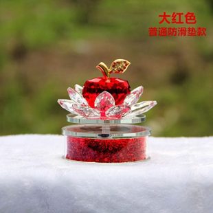 创意装 摆件水晶莲花上旋转车内莲花太阳能男女苹果个性 饰用品车载
