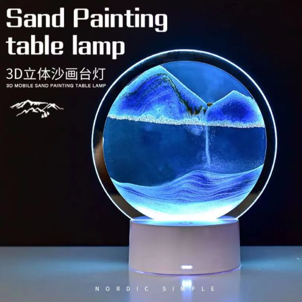 3d立体流沙画小夜灯桌面摆件动态解压玻璃沙漏创意卧室床头灯台灯