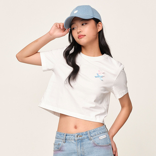 GRAFFETTA原创设计25春新款 蝴蝶结T恤夏季 甜美百搭 粉蓝蝴蝶结