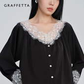 GRAFFETTA原创设计25春新款 蕾丝宽松开衫 复古慵懒黑白百搭MIU风