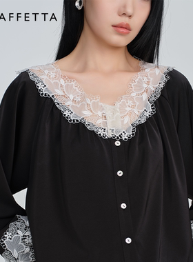 GRAFFETTA原创设计25春新款蕾丝宽松开衫 复古慵懒黑白百搭MIU风