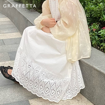 GRAFFETTA原创设计25春海洋刺绣开衫 复古慵懒黑白百搭MIU风