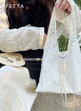 GRAFFETTA蕾丝蝴蝶结购物袋 腋下包手拎包手拿包柔美浪漫时髦精品