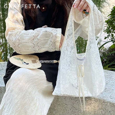 GRAFFETTA蕾丝购物袋蝴蝶结肩挎