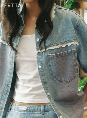 GRAFFETTA原创设计25春新款可拆卸蝴蝶结牛仔衬衫 夏季翻领百搭