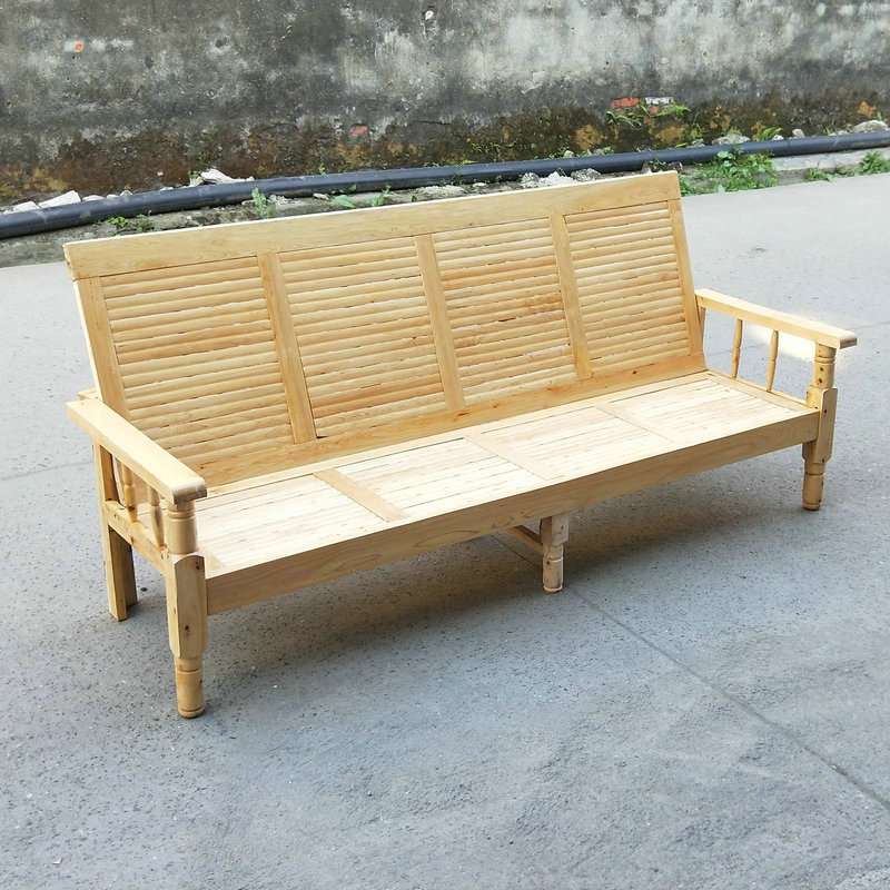 简约连四椅子柏木折叠沙发床两用实木懒人沙发椅等候椅凉板椅