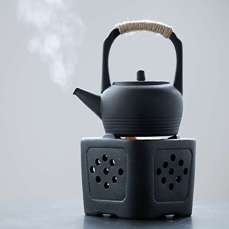 粗陶可加热温茶壶底座煮茶炉 日式提梁壶小套装可烧水温茶炉