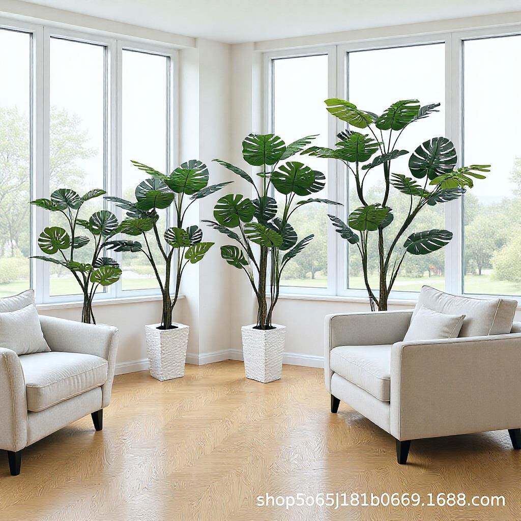 绿植龟背竹客厅真盆景仿生室内吊兰植物盆栽摆件落地仿真花