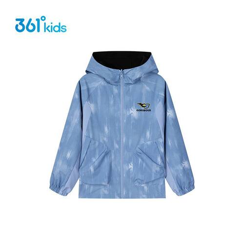 361°男童两面穿梭织外套新品2026秋春防风连帽运动上衣K52633603