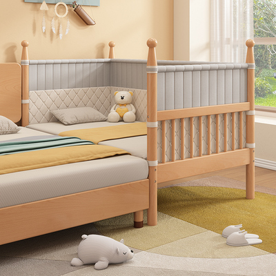 金多喜实木儿童床拼接床婴儿床带护栏小床男女孩边床加宽拼接大床