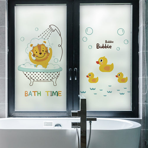 玻璃贴纸贴膜透光不透明防窥视窗户卡通卫生间浴室移门磨砂防走光
