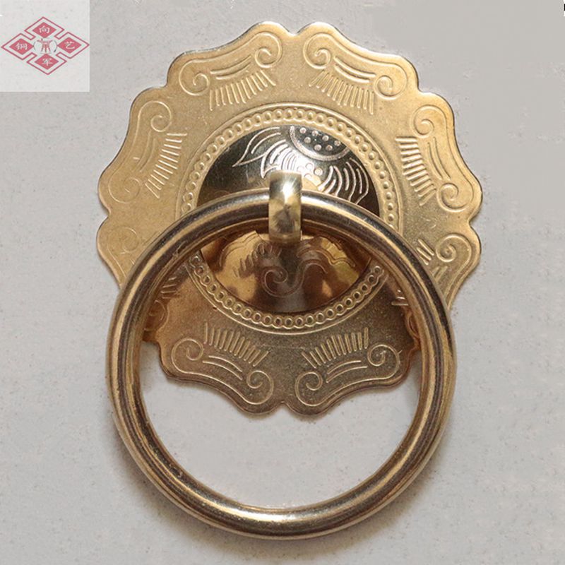 纯铜古典家具铜拉手把手门环古建大门柜门单孔黄铜拉环圆环铜配件