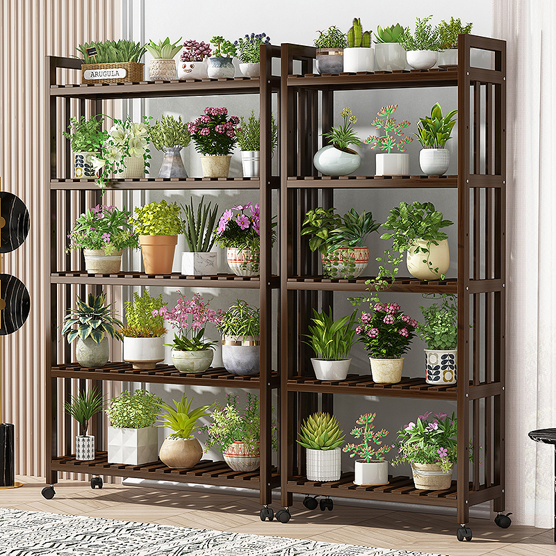 花架置物架阳台落地式客厅多肉楠竹多层网红花盆绿萝架子2024新款