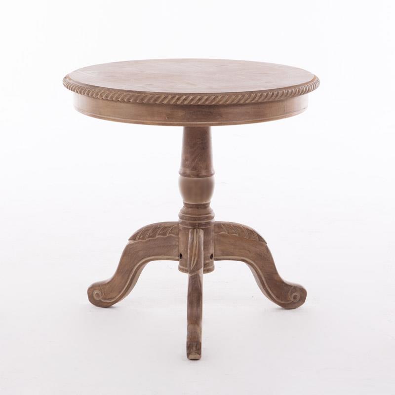 美式乡村实木小圆桌子复古雕花婚礼影楼咖啡桌阳台圆形拆装茶几