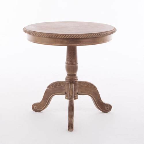 美式乡村实木小圆桌子复古雕花婚礼影楼咖啡桌阳台圆形拆装茶几