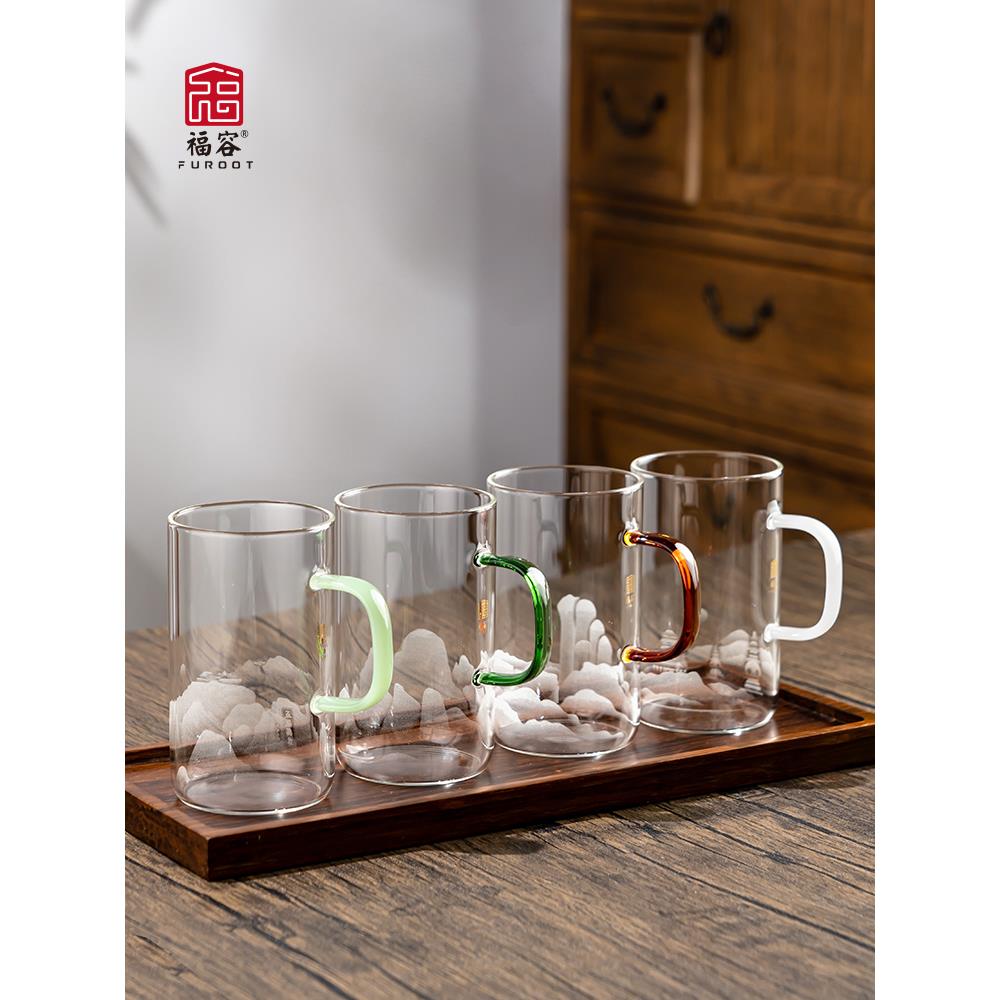 福容悦享杯玻璃茶杯办公室泡茶杯耐高温高硼硅高档透明水杯男款