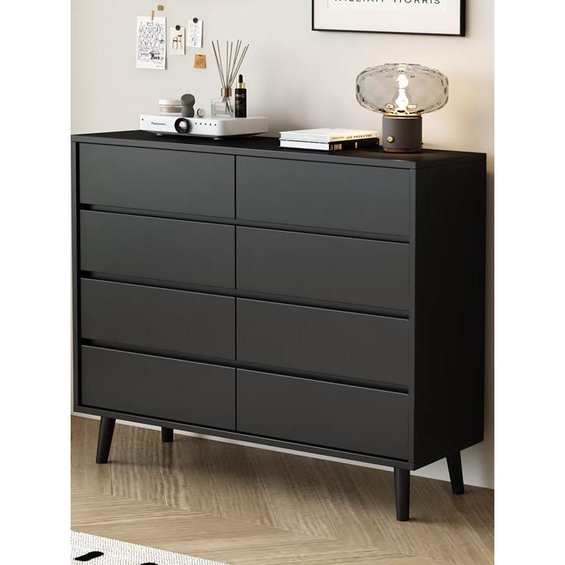 轻奢实木八斗柜卧室床尾超薄储物柜客厅现代靠墙黑色收纳柜抽屉柜