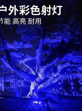 蓝色防水投光灯户外插地面树木射灯射树灯蓝光灯光led投射照树灯