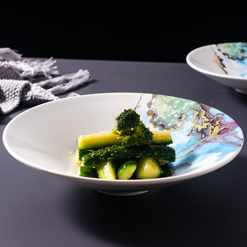 个性陶瓷斗笠碗时尚餐厅意面盘子创意酒店家用意境凉菜摆盘沙拉碗
