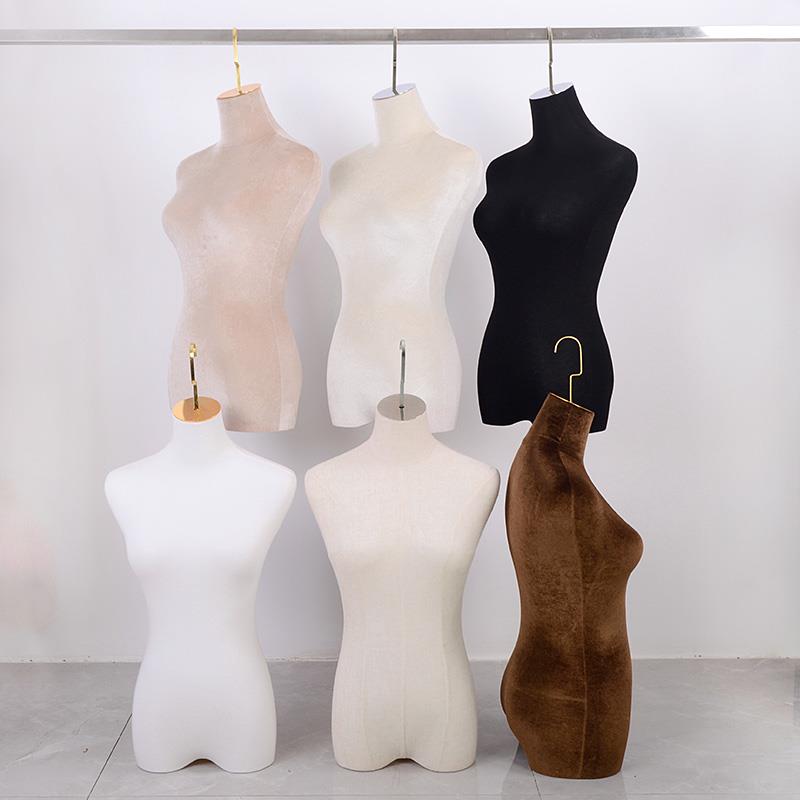 婚纱店吊模特新娘礼服馆悬空假人偶挂钩半身绒面人台模型展示衣架