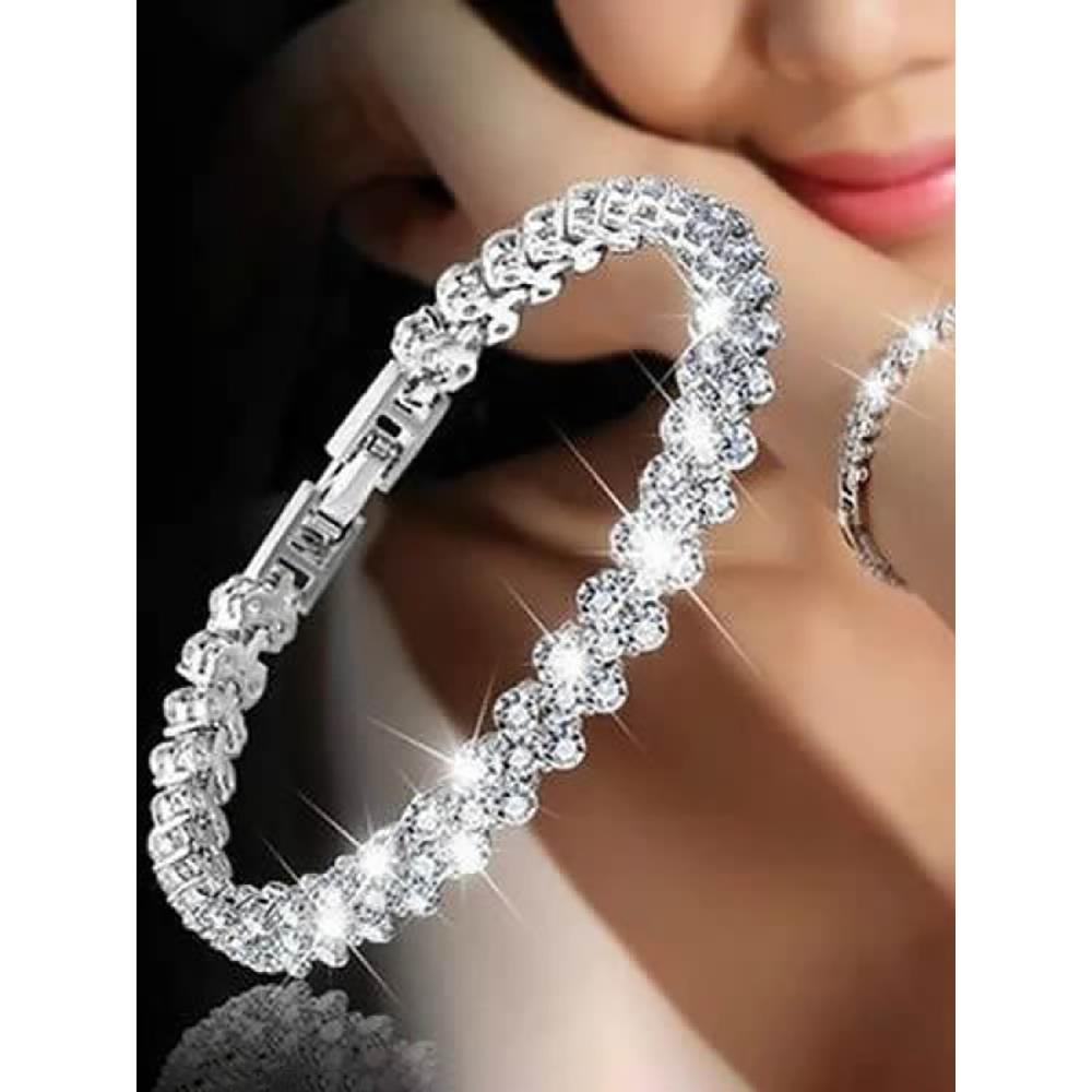 欧美罗马手链女锆石水晶新款手镯环镶钻时尚饰品满钻手环