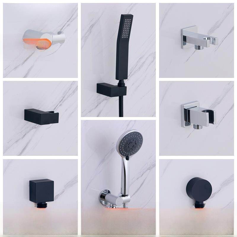 全铜淋浴黑色打孔花洒座支架可调节浴室喷头固定座挂暗装接头配件