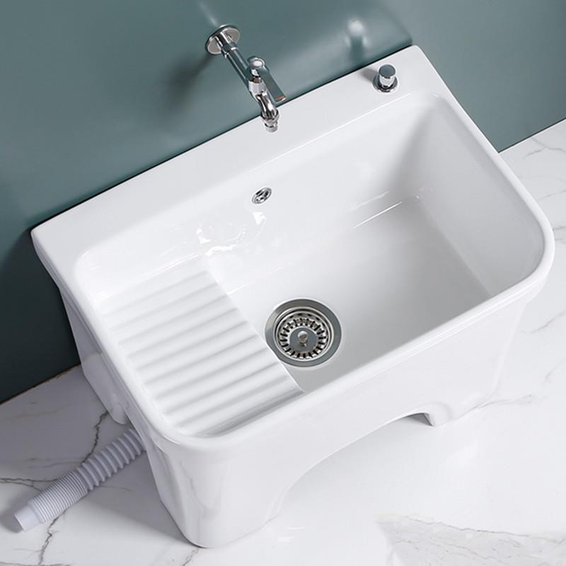 陶瓷大号拖把池带搓衣板拖布池洗地拖槽把盆阳台卫生间家用侧排墩