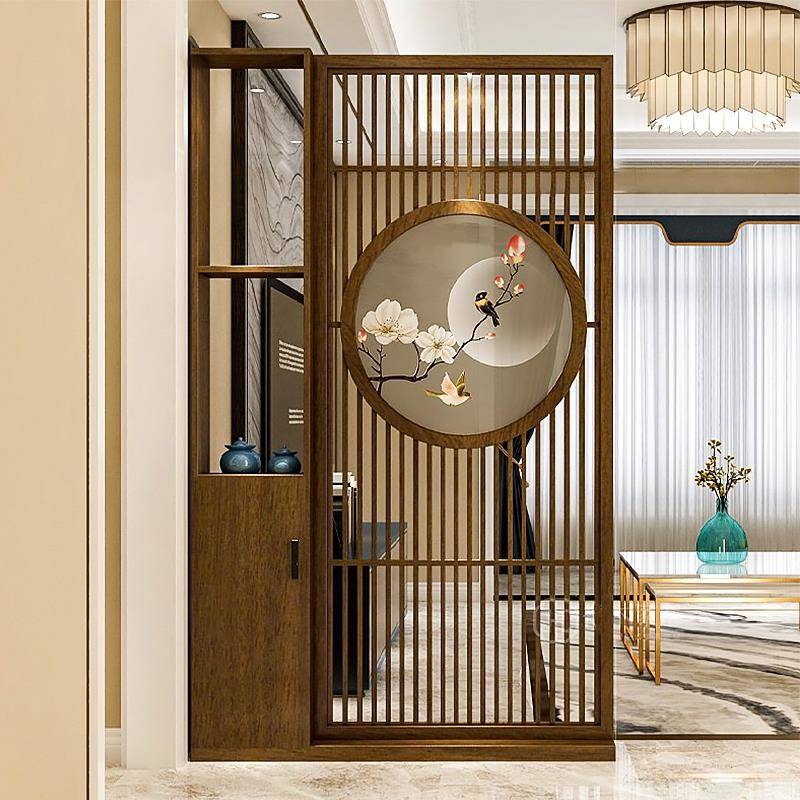 新中式实木屏风隔断客厅玄关柜入户正对进门遮挡置物2024新款屏风