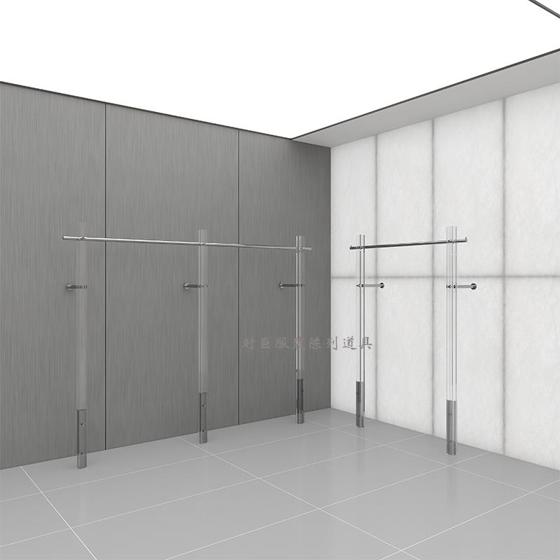 服装店亚克力展示架陈列架挂衣杆上墙落地式不锈钢女装店货架定制