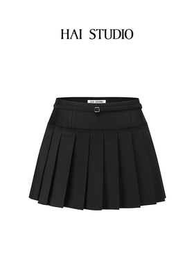 HAI STUDIO秋冬 女士腰系带百褶短裙 A字半裙半身裙