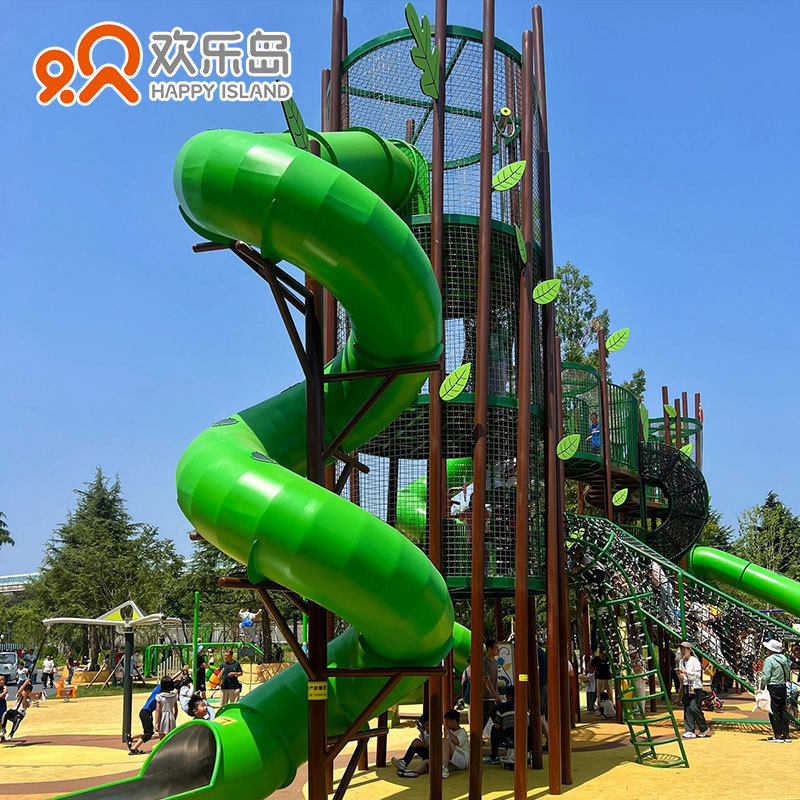 景区高塔造型非标无动力游乐设备厂家定做主题乐园大型不锈钢滑梯