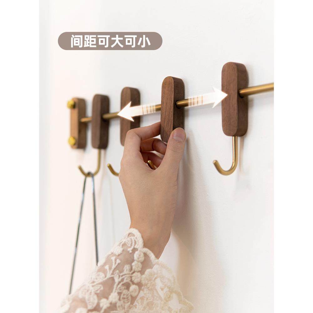 挂衣钩免打孔实木玄关挂钩衣帽架墙上壁挂创意入户钥匙挂新品