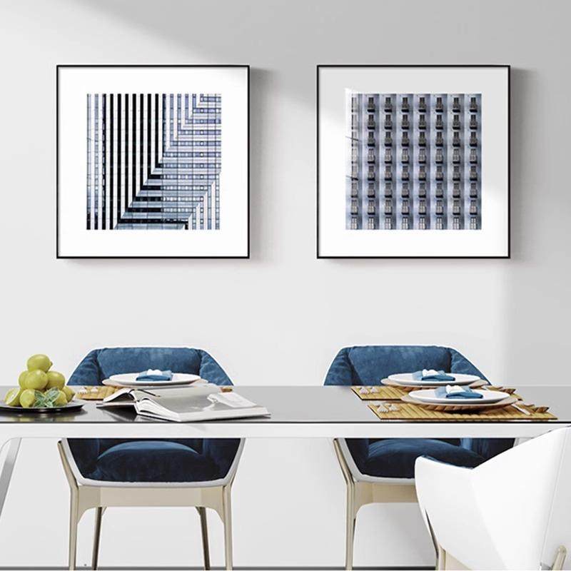 现代简约抽象线条建筑装饰画黑白灰工业风画几何空间卧室床头挂画