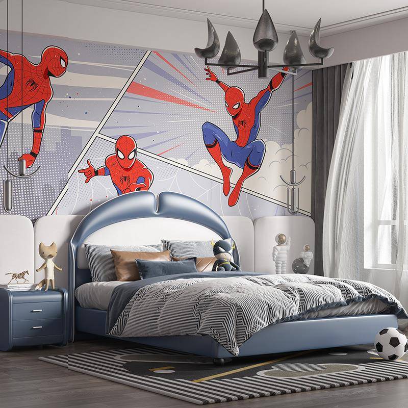 BBM609-1儿童床男孩汽车床轻奢现代实木真皮床青少年单人床男童软