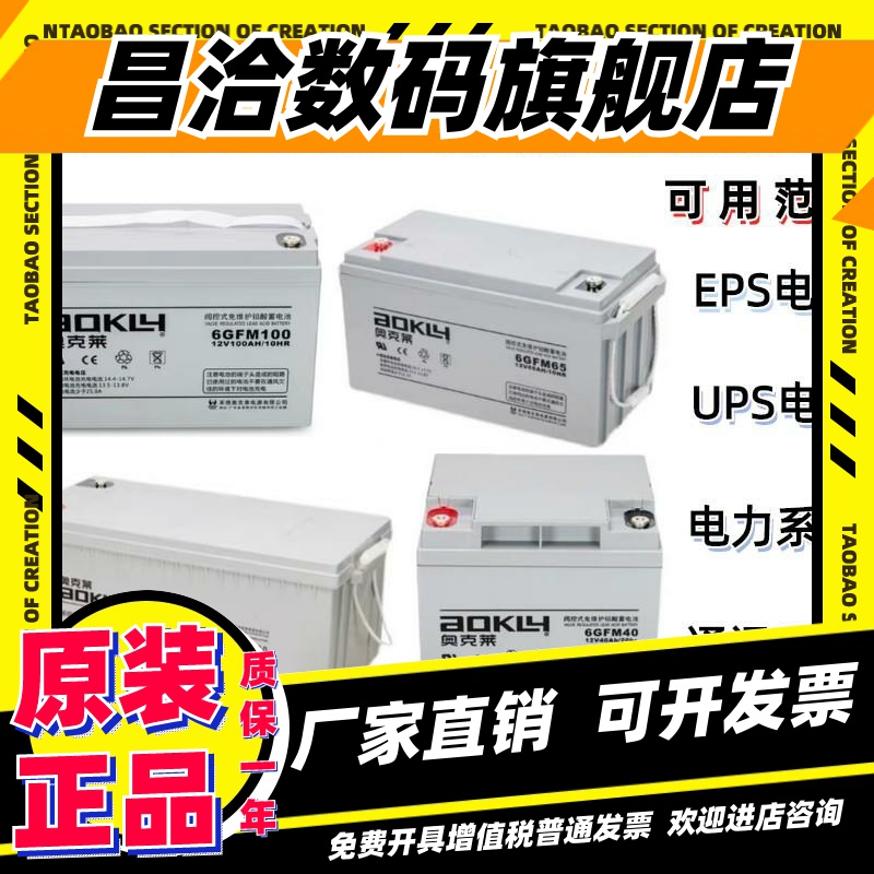 AOKLY奥克莱蓄电池6GFM-12V100A65A55A40A38A33A24A20A18A17A7AH