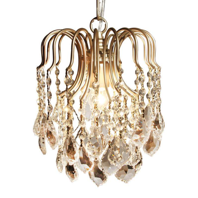餐厅水晶小吊灯走廊过道门厅玄关床头灯创意金色铁艺灯具,家装灯饰光源,智能吊灯,淘宝优惠券,粉丝福利购,淘宝优惠卷