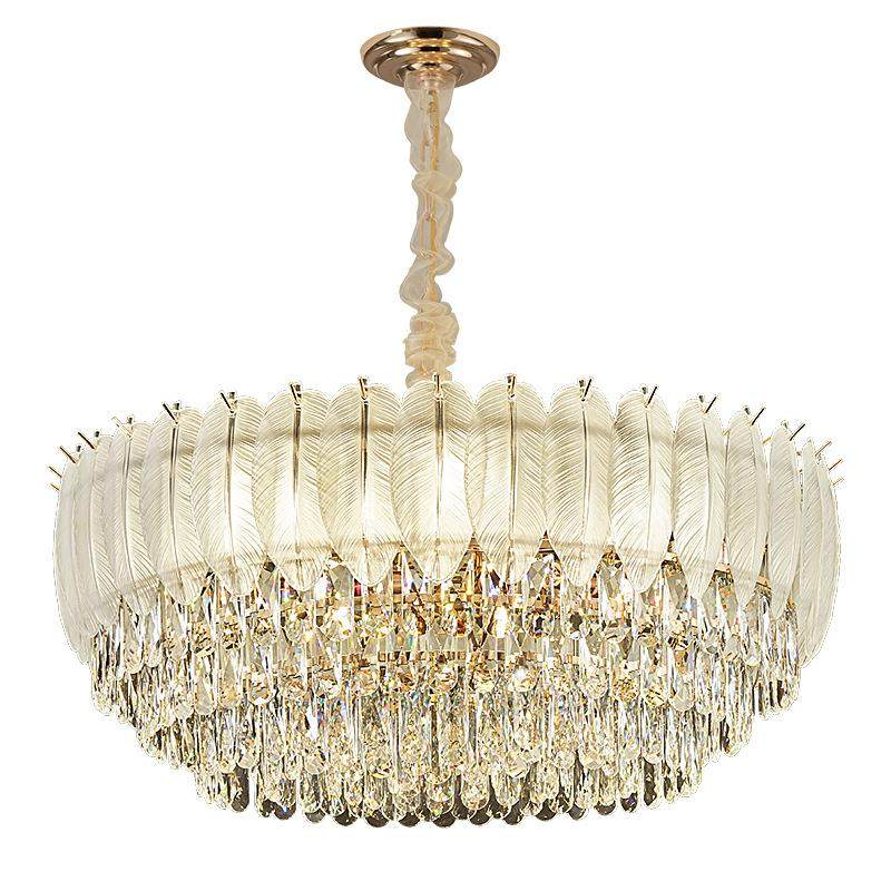 法式奶油风轻奢水晶吊灯后现代高档客厅灯餐厅卧室羽毛灯大气吊灯